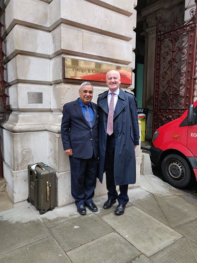 With the Chief Scientific Adviser, Govt. of UK, at the FCO, London
